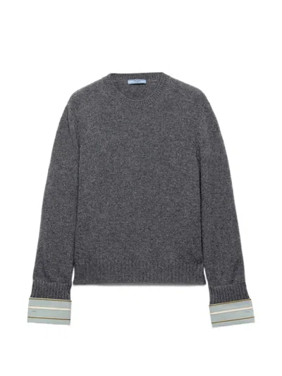 Prada Wool And Cashmere Crew-neck Sweater In Grey