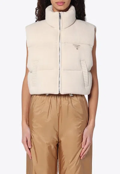 Prada Daunenweste Aus Wolle Und Kaschmir In Elfenbein