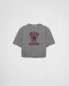 Prada Wool-cashmere Logo Sweater In Amaranth/grey