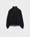 Prada Blue Wool And Cashmere Zip Jacket In Black