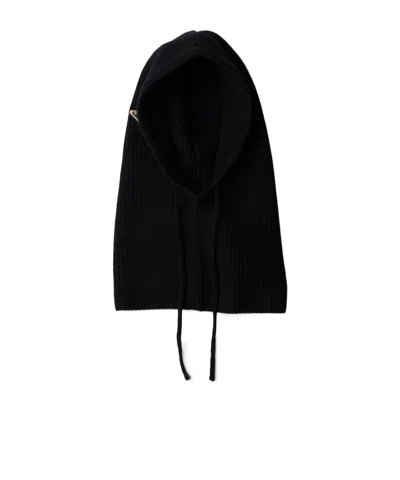 Prada Wool And Cashmere Knit Hood In Black