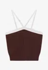 Prada Wool And Cashmere Knitted Cropped Top In Brown