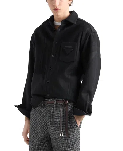 Prada Wool And Cashmere Shirt In Black
