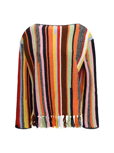 Prada Wool And Cashmere Striped Sweater In Multi
