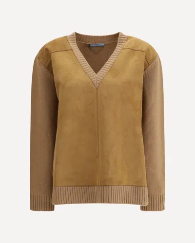 Prada Wool And Cashmere Sweater In Brown