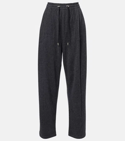 Prada Wool And Cashmere Tapered Pants In Gray