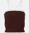 Prada Knitwear With Adjustable Straps And Contrast Trim In Brown