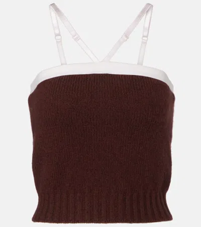 Prada Knitwear With Adjustable Straps And Contrast Trim In Brown