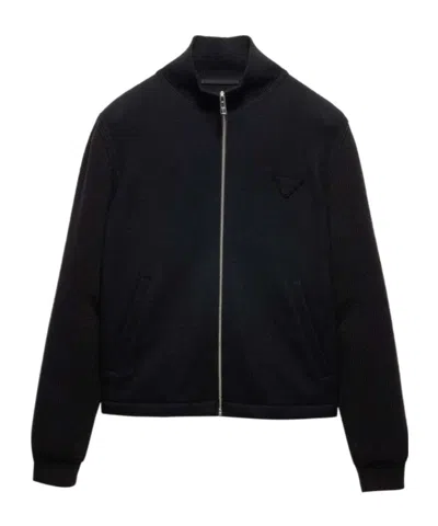 PRADA WOOL AND CASHMERE ZIPPER CARDIGAN