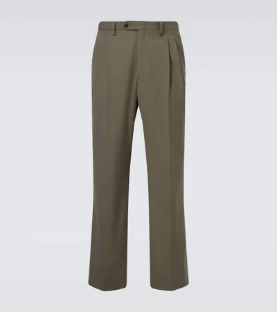 Prada Wool And Cotton Straight Pants In Green