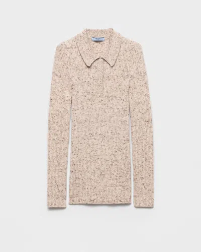 PRADA POLO-PULLOVER AUS WOLLE UND LEINEN