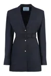 Prada Women Single-breasted Light Mohair Jacket In Blue