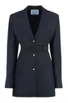 Prada Women Single-breasted Light Mohair Jacket In Blue