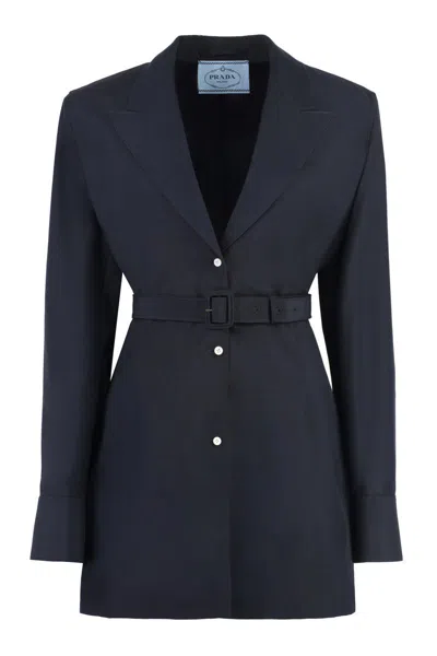 Prada Wool And Mohair Blazer In Blue