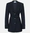 Prada Women Single-breasted Light Mohair Jacket In Blue