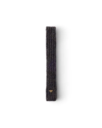 Prada Wool And Mouliné Cashmere Scarf In Blue