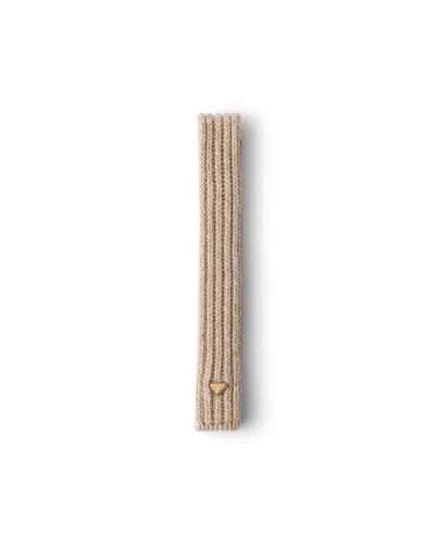 Prada Wool And Mouliné Cashmere Scarf In Grey
