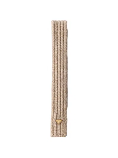 Prada Wool And Mouline Cashmere Scarf In Neutral