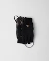 Prada Wool And Nappa Leather Gloves In Black