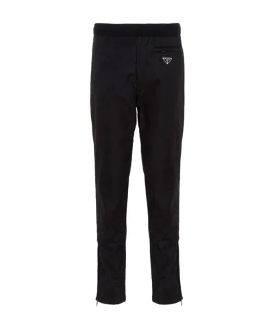 Prada Wool And Re-nylon Recycled Nylon Gabardine Trousers In Black