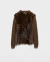 Prada Wool And Shearling Sweater In Brown