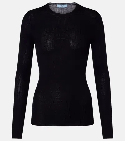 Prada Wool And Silk-blend Sweater In Black