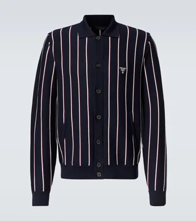 Prada Cardigan Aus Wolle Und Seide In Navy