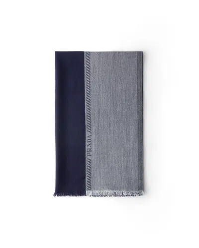 Prada Wool And Silk Stole In Gray