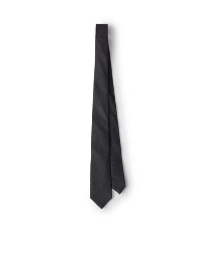 Prada Wool And Silk Tie In Anthracite Gray