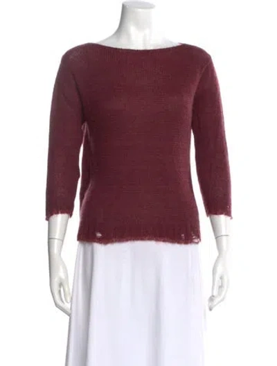 Pre-owned Prada Wool Bateau Neckline Sweater In Burgundy
