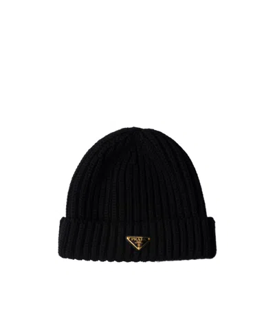 Prada Wool Beanie In Black