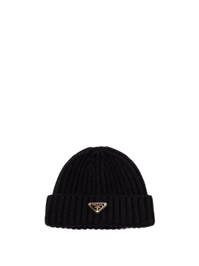 Prada Wool Beanie In Black