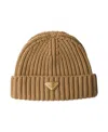 Prada Womens Brown Logo-embellished Knitted Wool Beanie In Brown