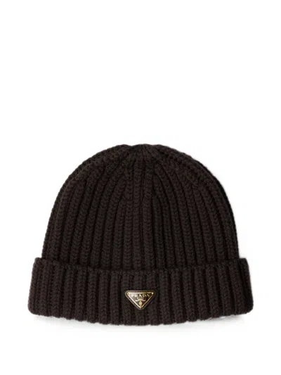 Prada Wool Beanie In Brown