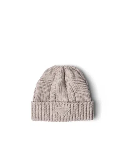 Prada Wool Beanie In Desert Beige