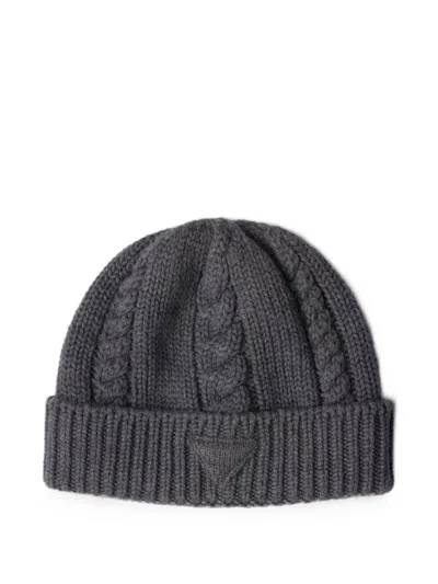 Prada Wool Beanie In Gray