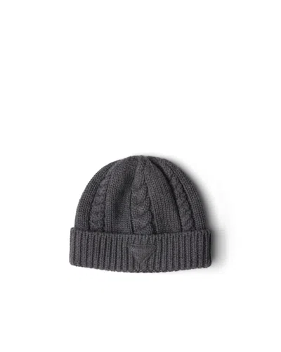 Prada Wool Beanie In Grey