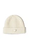 Prada Wool Beanie In Neutral