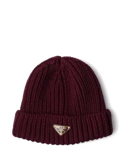 Prada Wool Beanie In Brown