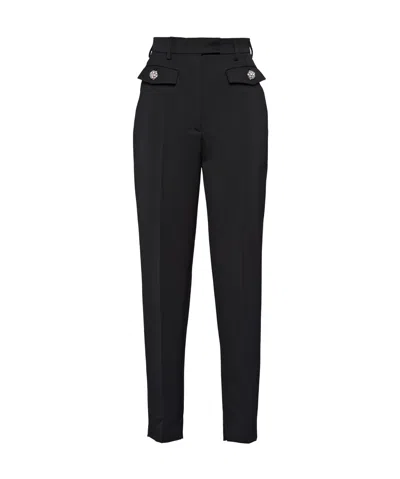 Prada Wool Belt Loop Casual Trousers In Black