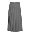 Prada Pleated Wool Midi Skirt In Grey