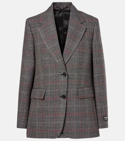 ジャケット PRADA Prince of Wales blazer Prada Prince Of Wales Checked Wool Blazer In Multi | ModeSens