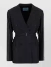 Prada Wool Blazer Embroidery Buttoned Cuffs Pockets Lapels In Multi
