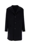 Prada Midnight Blue Wool Blend Coat In Black