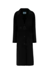 Prada Wool Blend Coat In Black