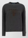 Prada Wool Blend Crew Neck Knit Sweater In Black