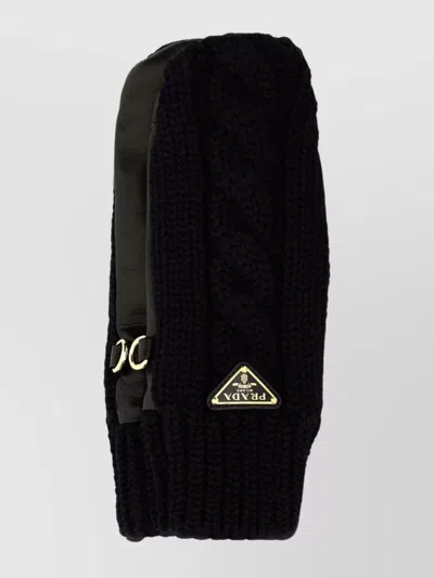 PRADA WOOL BLEND GLOVES BUCKLE DETAIL