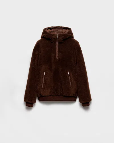 Prada Kapuzenjacke Aus Wollgemisch In Brown