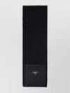 Prada Wool Blend Ribbed Scarf With Zip Pocket In Black