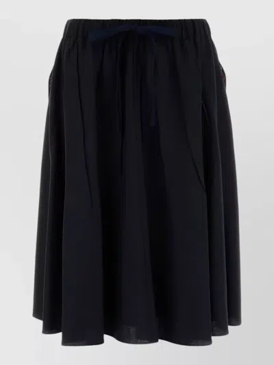 Prada Wool Blend Skirt Pleated Design Pockets In Black
